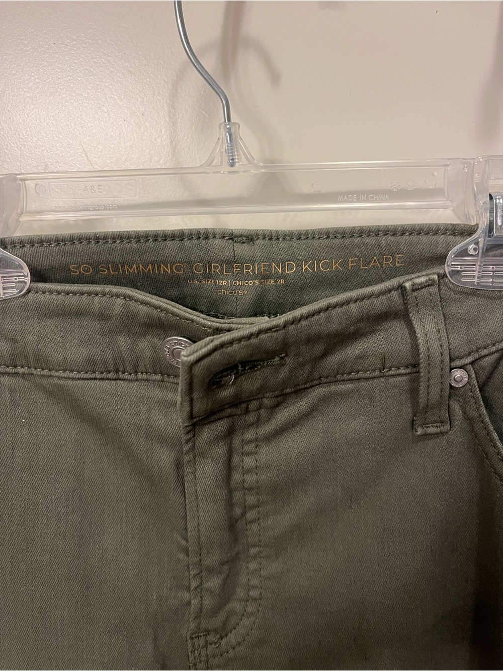 Chico's Olive Mid-Rise Kick Flare Jeans